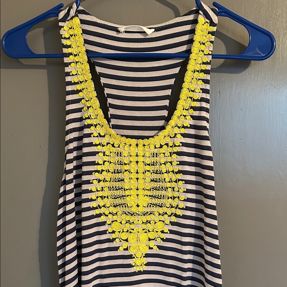 Striped Tank Top with Yellow Embroidery Small - Picture 4 of 8